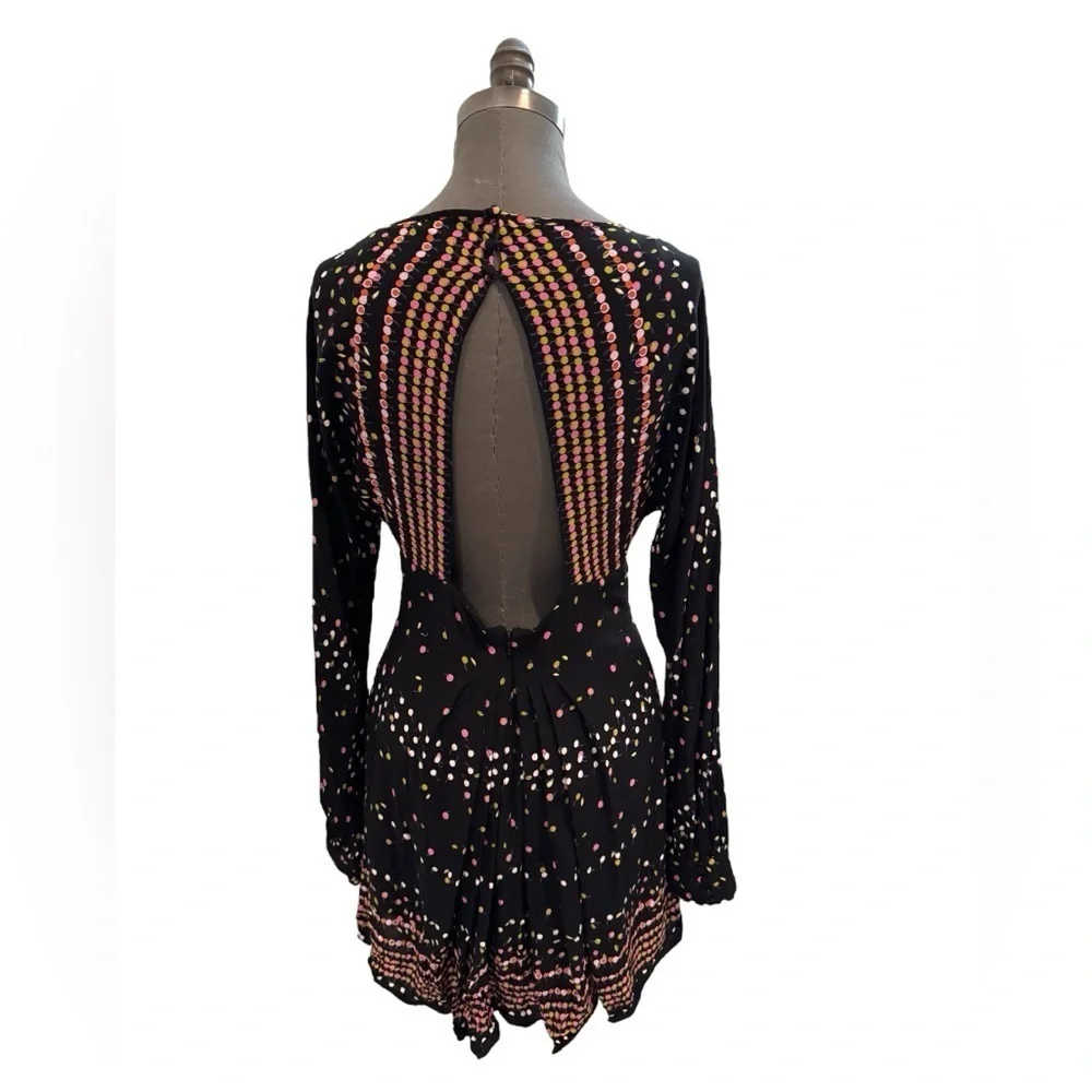 Free People Black Printed Coryn Mini Dress Size 12